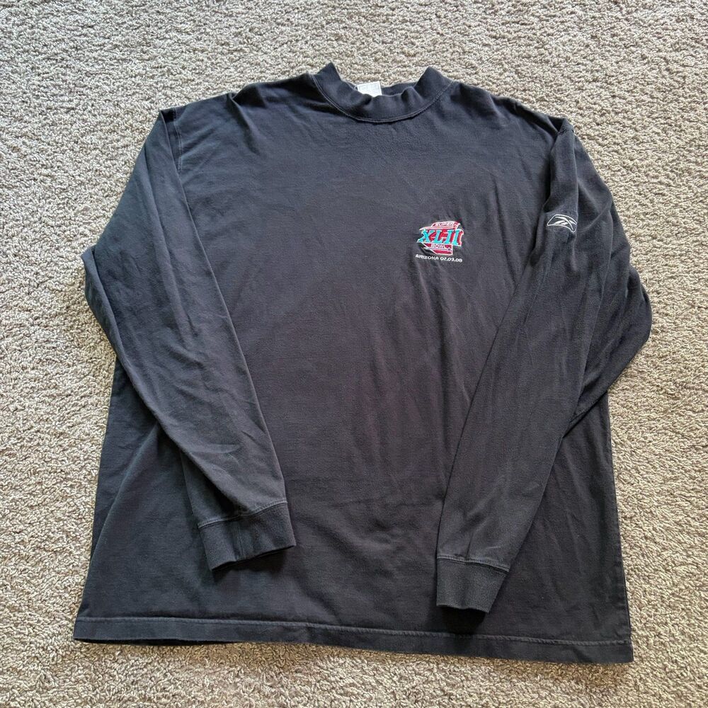Vintage Y2K Reebok NFL Super Bowl XLII Turtleneck Long Sleeve Pullover Black XL